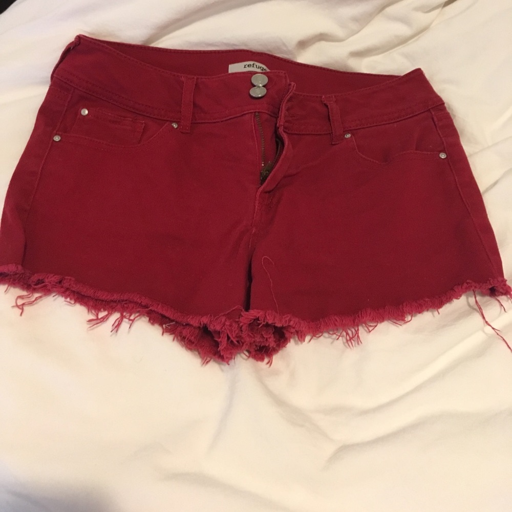 Refuge red cut off jean shorts